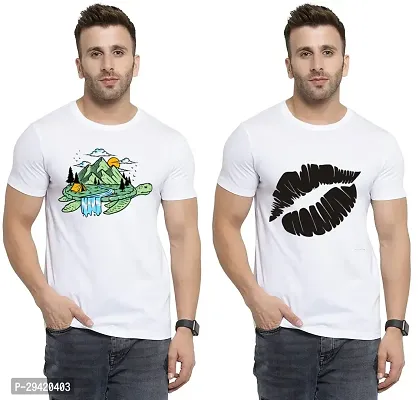 Stylish White Polycotton T-Shirt For Men Pack Of 2