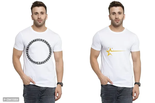 Comfortable White Polycotton Tees For Men Pack Of 2