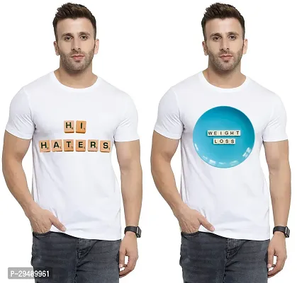 Comfortable White Polycotton Tees For Men Pack Of 2