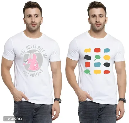 Stylish White Polycotton T-Shirt For Men Pack Of 2-thumb0