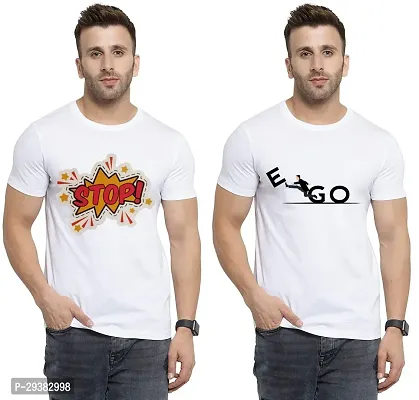 Reliable White Polycotton Printed T-Shirt For Men Pack Of 2