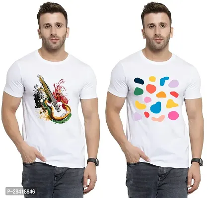 Stylish White Polycotton T-Shirt For Men Pack Of 2-thumb0