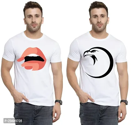 Comfortable White Polycotton Tees For Men Pack Of 2