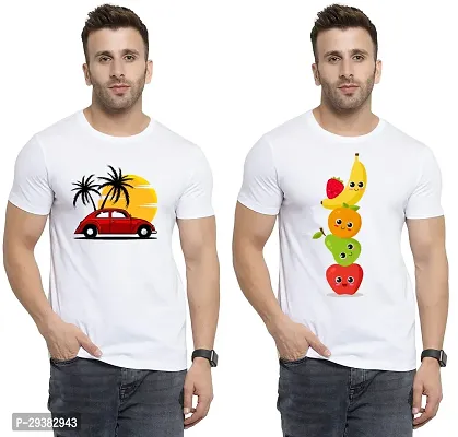 Reliable White Polycotton Printed T-Shirt For Men Pack Of 2-thumb0