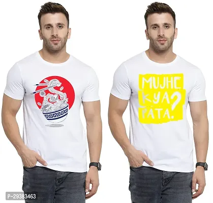 Reliable White Polycotton Printed T-Shirt For Men Pack Of 2