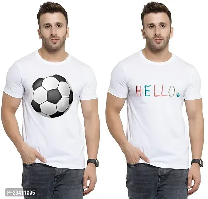 Comfortable White Polycotton Tees For Men Pack Of 2