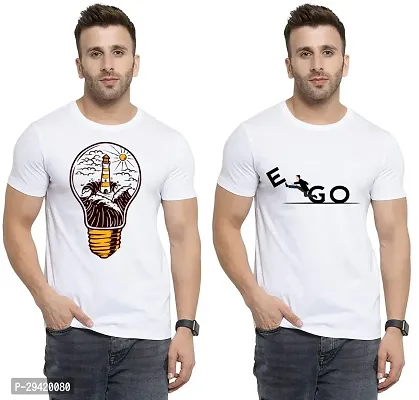 Stylish White Polycotton T-Shirt For Men Pack Of 2