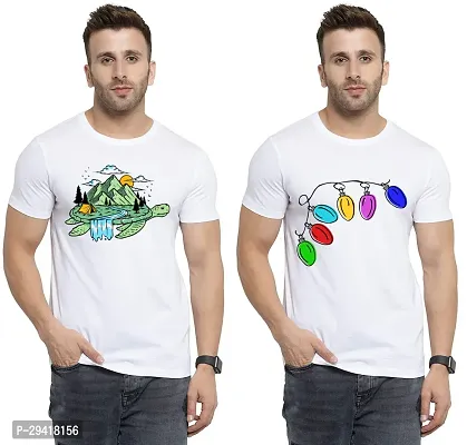 Comfortable White Polycotton Tees For Men Pack Of 2