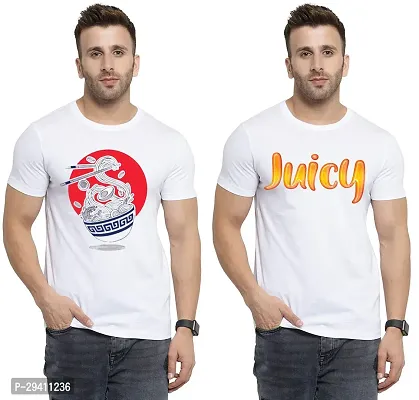 Comfortable White Polycotton Tees For Men Pack Of 2