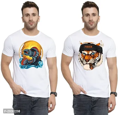 Reliable White Polycotton Printed T-Shirt For Men Pack Of 2-thumb0