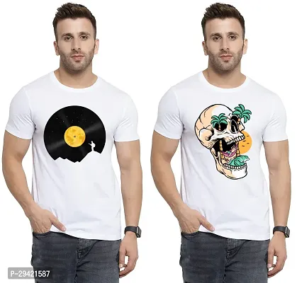 Stylish White Polycotton T-Shirt For Men Pack Of 2