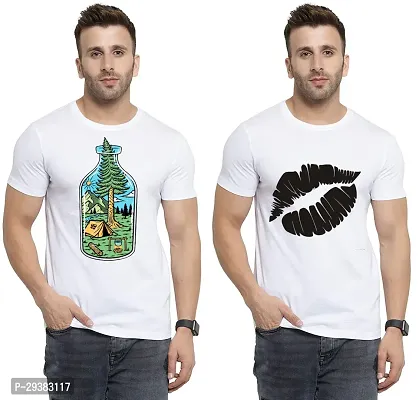 Reliable White Polycotton Printed T-Shirt For Men Pack Of 2-thumb0