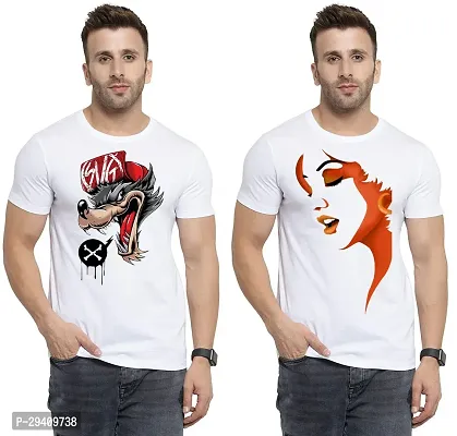 Comfortable White Polycotton Tees For Men Pack Of 2