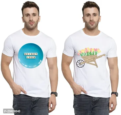 Stylish White Polycotton T-Shirt For Men Pack Of 2-thumb0