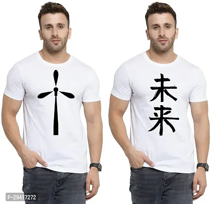 Comfortable White Polycotton Tees For Men Pack Of 2