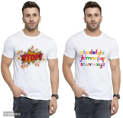 Reliable White Polycotton Printed T-Shirt For Men Pack Of 2