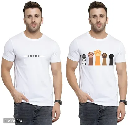 Reliable White Polycotton Printed T-Shirt For Men Pack Of 2