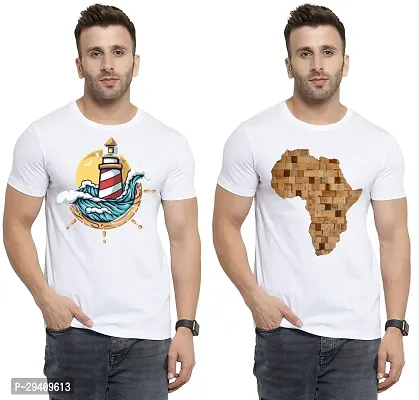 Comfortable White Polycotton Tees For Men Pack Of 2