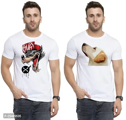 Comfortable White Polycotton Tees For Men Pack Of 2