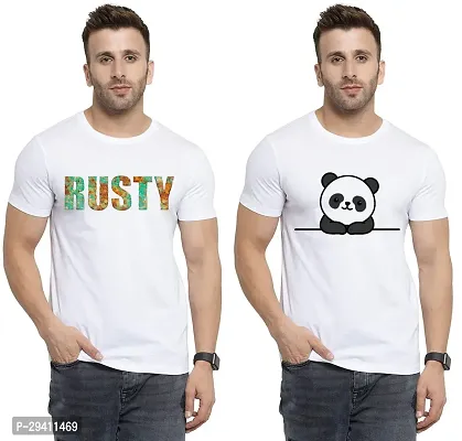 Comfortable White Polycotton Tees For Men Pack Of 2