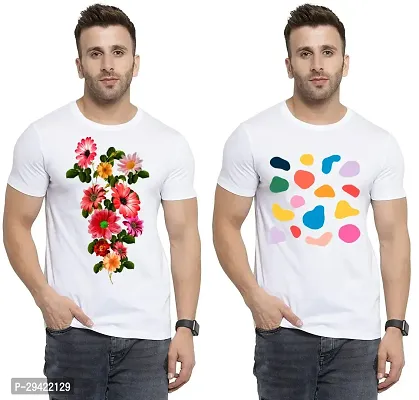 Stylish White Polycotton T-Shirt For Men Pack Of 2-thumb0