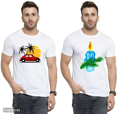 Reliable White Polycotton Printed T-Shirt For Men Pack Of 2-thumb0