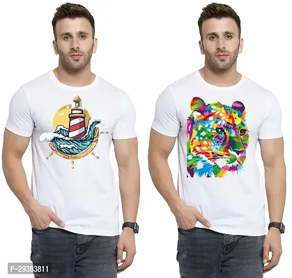 Reliable White Polycotton Printed T-Shirt For Men Pack Of 2-thumb0