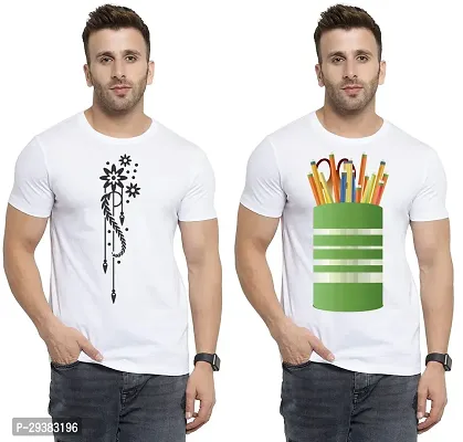 Reliable White Polycotton Printed T-Shirt For Men Pack Of 2-thumb0