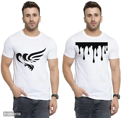 Comfortable White Polycotton Tees For Men Pack Of 2