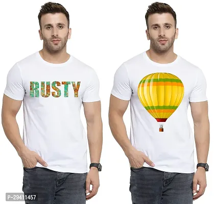 Comfortable White Polycotton Tees For Men Pack Of 2