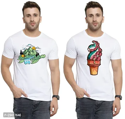 Comfortable White Polycotton Tees For Men Pack Of 2-thumb0