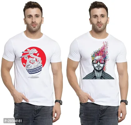 Reliable White Polycotton Printed T-Shirt For Men Pack Of 2-thumb0