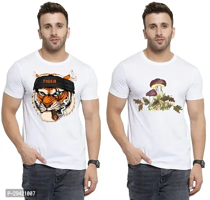 Stylish White Polycotton T-Shirt For Men Pack Of 2