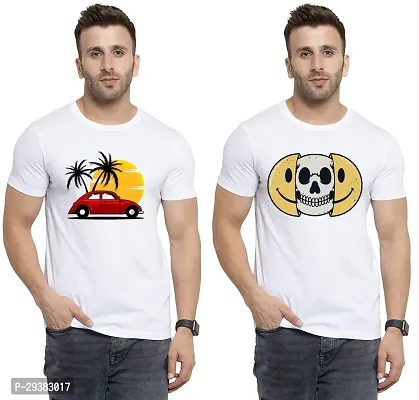 Reliable White Polycotton Printed T-Shirt For Men Pack Of 2-thumb0