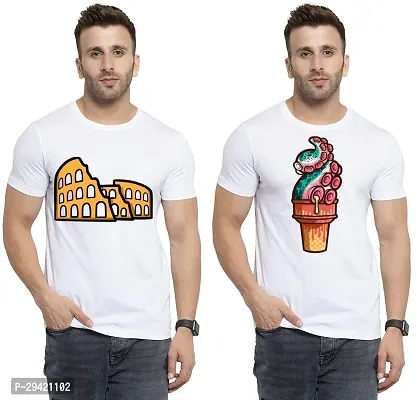 Stylish White Polycotton T-Shirt For Men Pack Of 2