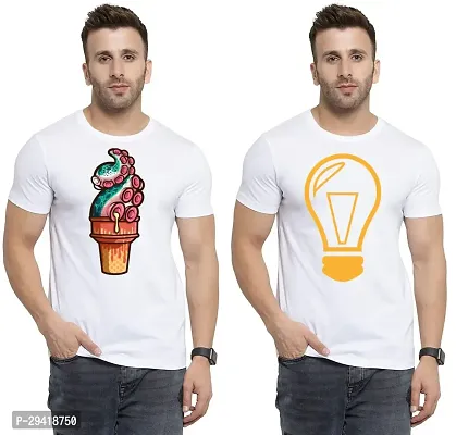 Stylish White Polycotton T-Shirt For Men Pack Of 2-thumb0