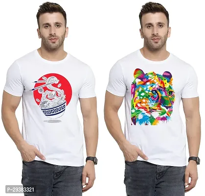 Reliable White Polycotton Printed T-Shirt For Men Pack Of 2-thumb0