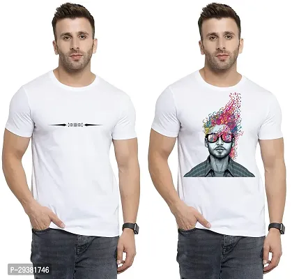 Reliable White Polycotton Printed T-Shirt For Men Pack Of 2-thumb0