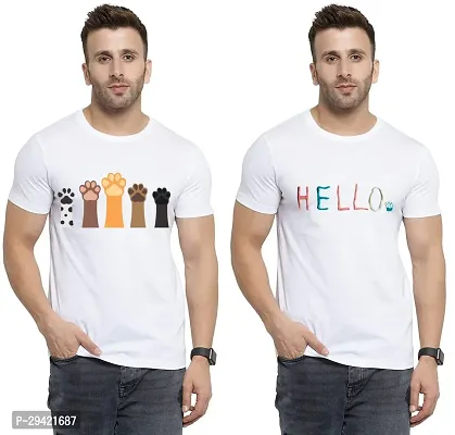 Stylish White Polycotton T-Shirt For Men Pack Of 2