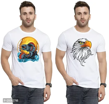 Reliable White Polycotton Printed T-Shirt For Men Pack Of 2