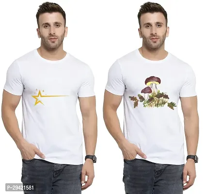 Stylish White Polycotton T-Shirt For Men Pack Of 2-thumb0