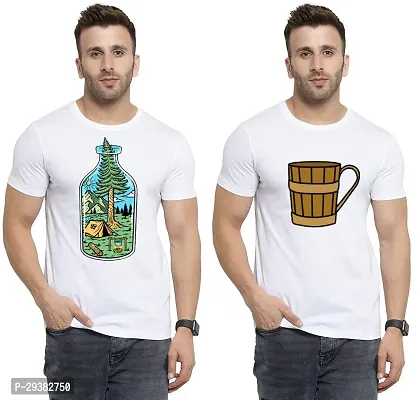 Reliable White Polycotton Printed T-Shirt For Men Pack Of 2-thumb0