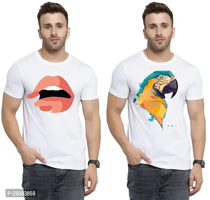 Reliable White Polycotton Printed T-Shirt For Men Pack Of 2