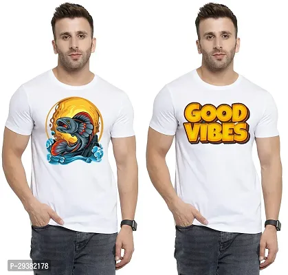 Reliable White Polycotton Printed T-Shirt For Men Pack Of 2-thumb0