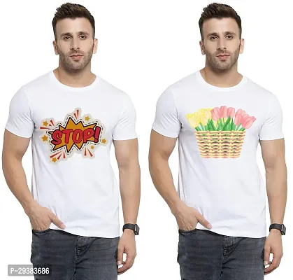 Reliable White Polycotton Printed T-Shirt For Men Pack Of 2-thumb0