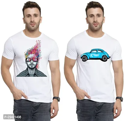 Stylish White Polycotton T-Shirt For Men Pack Of 2