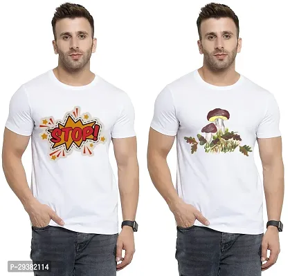 Reliable White Polycotton Printed T-Shirt For Men Pack Of 2-thumb0