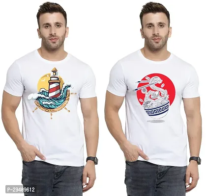 Comfortable White Polycotton Tees For Men Pack Of 2