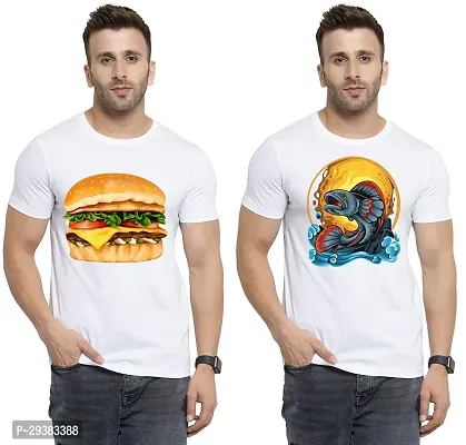 Reliable White Polycotton Printed T-Shirt For Men Pack Of 2-thumb0