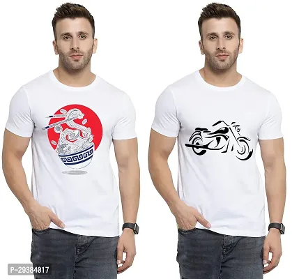 Reliable White Polycotton Printed T-Shirt For Men Pack Of 2